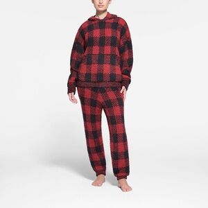 SKIMS Cozy KNIT UNISEX HOODIE/PULLOVER |Color: BRICK BUFFALO CHECK| RARE NEW/NWT